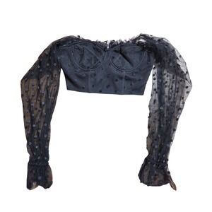 Runaway the Label RNWY Chloe Polka Dot Corset Crop Top M Whimsigoth Coquette